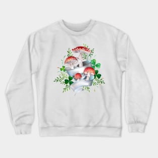 Fly Agaric with White Ribbon Crewneck Sweatshirt